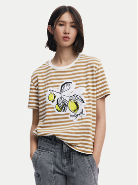 Desigual Desigual T-shirt Lemon 25SWTKAE Beige Regular Fit