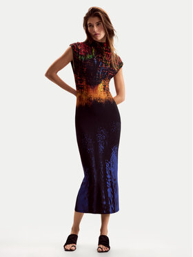Desigual Desigual Коктейлна рокля Psicho Animal 26SWVK41 Цветен Slim Fit
