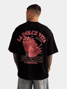 Jigga Wear Jigga Wear T-Shirt Koszulka Z Krótkim Rękawem Oversize Męska Czarna Truskawki Dolce Vita M Czarny Oversize