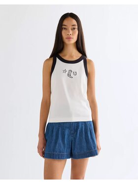 Wrangler Wrangler T-Shirt RINGER TANK Biały Slim Fit