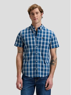 Lee Lee Koszula BUTTON DOWN SS Niebieski Regular Fit