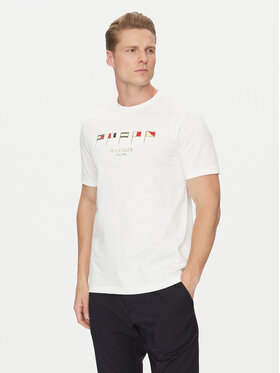 Tommy Hilfiger Tommy Hilfiger T-Shirt Multi Flags MW0MW38616 Biały Regular Fit