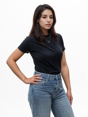 Urban City Urban City T-Shirt Koszulka Z krótkim Rękawem Damska Czarna UrbanCity No Logo Basic S Czarny Regular Fit