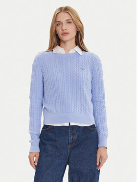 Tommy Jeans Tommy Jeans Pulover Cable Essential DW0DW22165 Modra Regular Fit