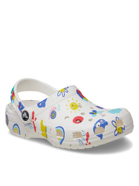 Crocs Natikači Classic Doodle Print Clog K 210356 Bela