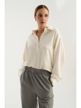 TRIPLES TRIPLES Sweter Polo Sara Creme Beżowy Oversize