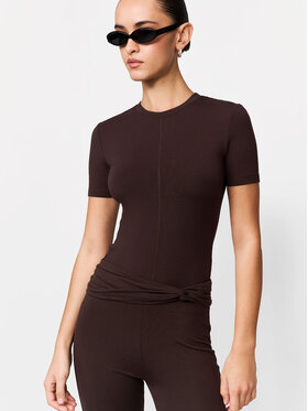 La Mania La Mania T-Shirt SWING Brązowy Basic Fit