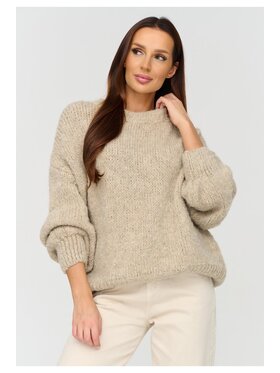 Makadamia Makadamia Sweter C83 Beżowy Loose Fit