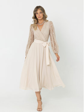 LIDIA KALITA LIDIA KALITA Sukienka koktajlowa Capri Beżowy Flare Fit
