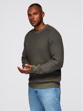 Ombre Ombre Sweter OM-SWSW-0122 Zielony Regular Fit