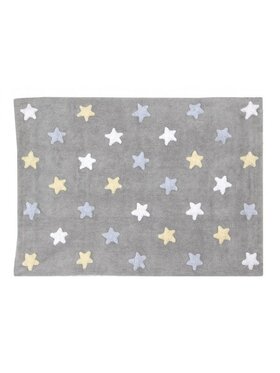 Lorena Canals Lorena Canals Dywan dziecięcy Dywan Bawełniany Tricolor Star Grey Blue 120x160 cm Szary