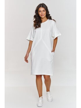 Makadamia Makadamia Sukienka codzienna M864 Écru Comfortable Fit