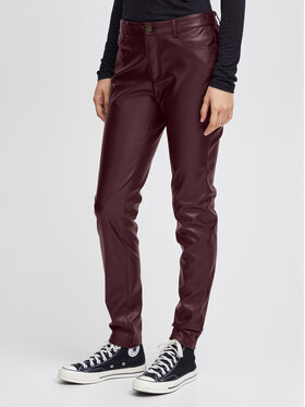 ICHI ICHI Pantalon en simili cuir 20117678 Bordeaux Regular Fit