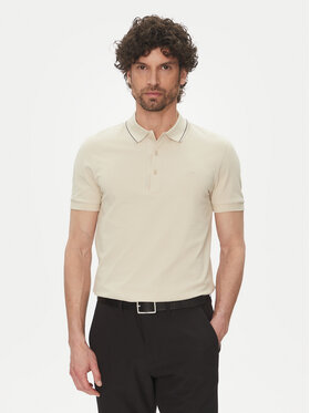 BOSS BOSS Тениска с яка и копчета Paule 4 50506195 Бежов Slim Fit