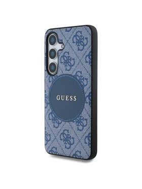 Guess Guess Etui na telefon 4G Round Patch Classic Logo MagSafe Niebieski