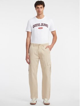 Guess Jeans Guess Jeans Kalhoty z materiálu 165505 Béžová Regular Fit