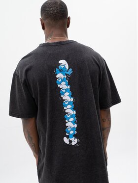 Smerfy Smerfy T-Shirt Szeroka luźna za duża acid wash 117233 Biały Oversize