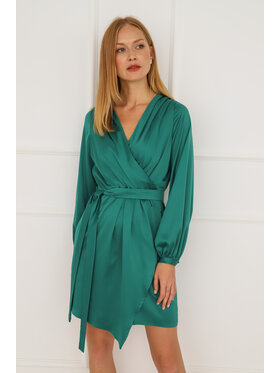 Entelier Entelier Sukienka elegancka kopertowa Zielony Comfortable Fit