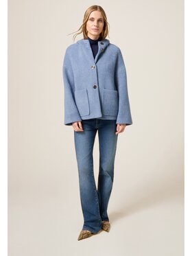 Oltre Oltre Cappotto 8157J000227N004 Turchese Baggy Fit