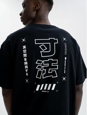 Point X Point X T-Shirt Koszulka Z Krótkim Rękawem Oversize Męska Czarna Point X Symbol XXL Czarny Oversize
