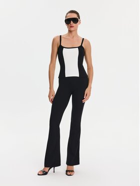 Nudyess Nudyess Top Alex z prążka Czarny Slim Fit