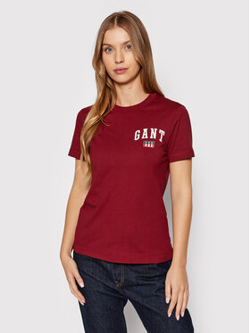 Gant Gant T-Shirt Tag 4200220 Bordó Regular Fit