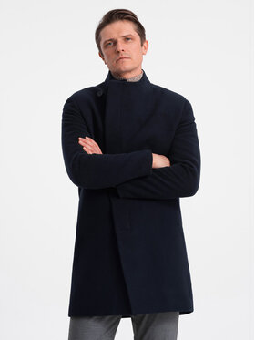 Ombre Ombre Kabát pro přechodné období OM-COWC-0102 Tmavomodrá Regular Fit