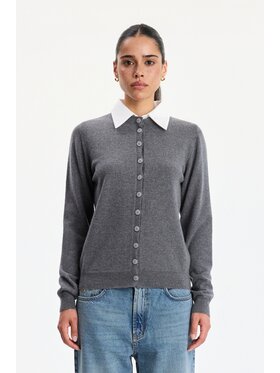 BENU BENU Kardigan Sweter Szary Regular Fit