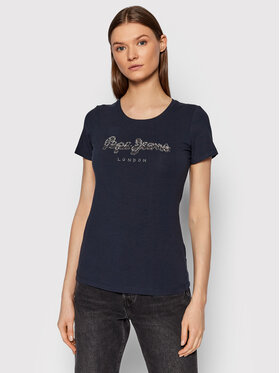 Pepe Jeans Pepe Jeans T-Shirt Beatrice PL504434 Granatowy Slim Fit