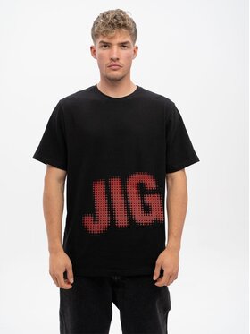 Jigga Wear Jigga Wear T-Shirt Koszulka Z Krótkim Rękawem Oversize Męska Czarna / Czerwona Jigga Wear Pixel XL Czarny Oversize