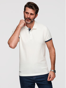 Ombre Ombre Polo OM-POSS-0170 Biały Slim Fit