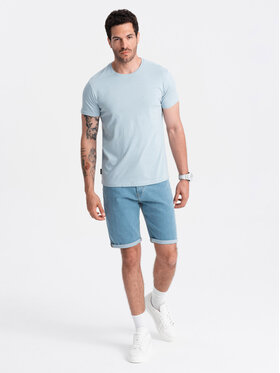 Ombre Ombre T-Shirt OM-TSBS-0146 Niebieski Regular Fit