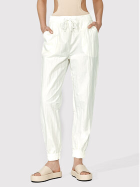 Simple Simple Pantaloni da tuta SPD012 Bianco Relaxed Fit