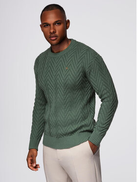Ombre Ombre Sweter OM-SWSW-0147 Zielony Regular Fit