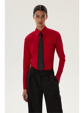 Laretaggio Laretaggio Koszula GROSSO SLIM SHIRT IN RED Czerwony Slim Fit