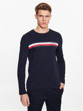 Tommy Hilfiger Tommy Hilfiger Pikkade varrukatega T-särk Monotype Chest Stripe MW0MW32366 Tumesinine Slim Fit
