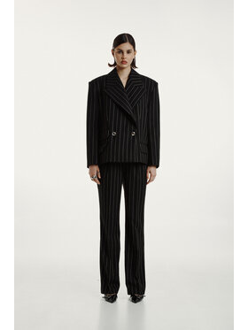 Laretaggio Laretaggio Marynarka ROCCA DOUBLE BREASTED BLAZER IN STRIPES Czarny Oversize