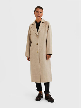 Selected Femme Selected Femme Płaszcz wełniany New Tama Handmade 16085106 Beżowy Oversize