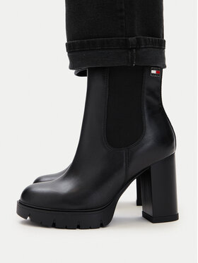 Tommy Jeans Tommy Jeans Škornji Tjw Chelsea High Heel Boots EN0EN03112 Črna
