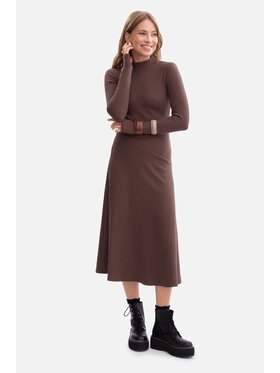 BeWear BeWear Sukienka dzianinowa b299 Brązowy Baggy Fit
