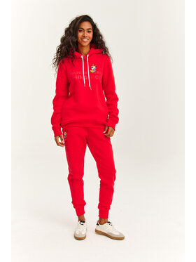 NAOKO NAOKO Spodnie dresowe Blossom Czerwony Regular Fit