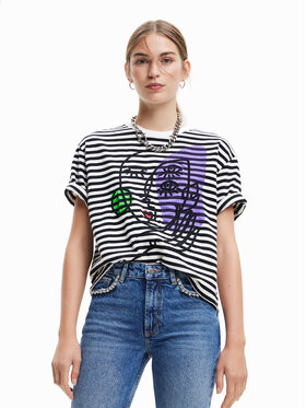 Desigual Desigual Póló Ros 23SWTK17 Fekete Regular Fit