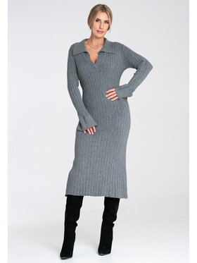 FIGL FIGL Sukienka dzianinowa M1093 Szary Fitted Fit