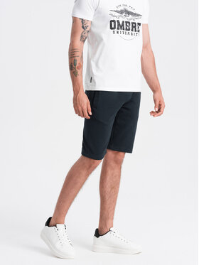 Ombre Ombre Šortky z materiálu OM-SRBS-0149 Černá Regular Fit