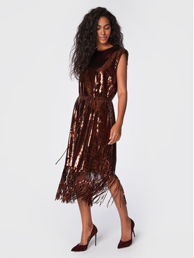 TWINSET TWINSET Коктейлна рокля 222TT205D Кафяв Regular Fit