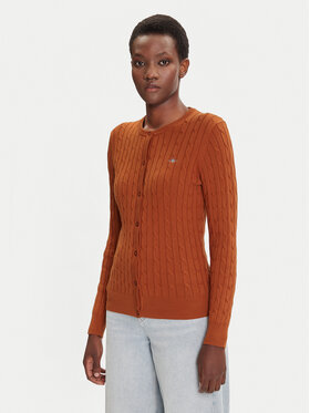 Gant Gant Kardigan 4800103 Brązowy Slim Fit