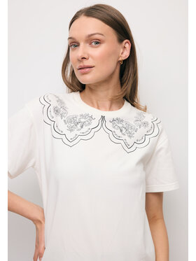 BIZUU BIZUU T-Shirt COLLARY Biały Standard Fit