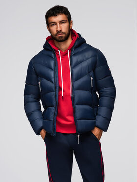 Ombre Ombre Kurtka przejściowa OM-JAHP-0303 Granatowy Regular Fit