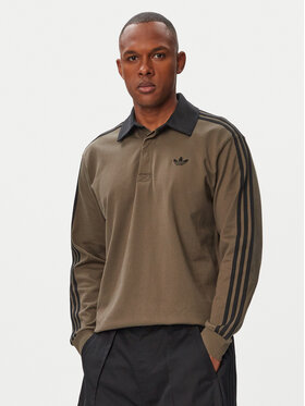 adidas adidas Суитшърт 3-Stripes Rugby Longsleeve Polo KE4113 Каки Regular Fit