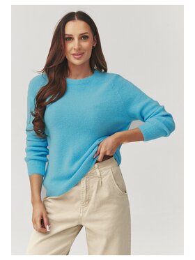 Makadamia Makadamia Sweter C40 Niebieski Loose Fit